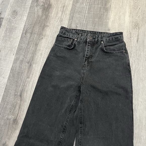 Ragged Jeans Womens 26 Black Wide Leg Distressed Raw Hem High Rise Flared Denim - Picture 3 of 6